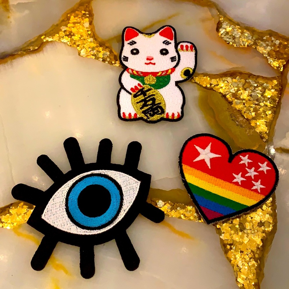 Maneki-Neko, Blue Eye, & Pride Heart Patches